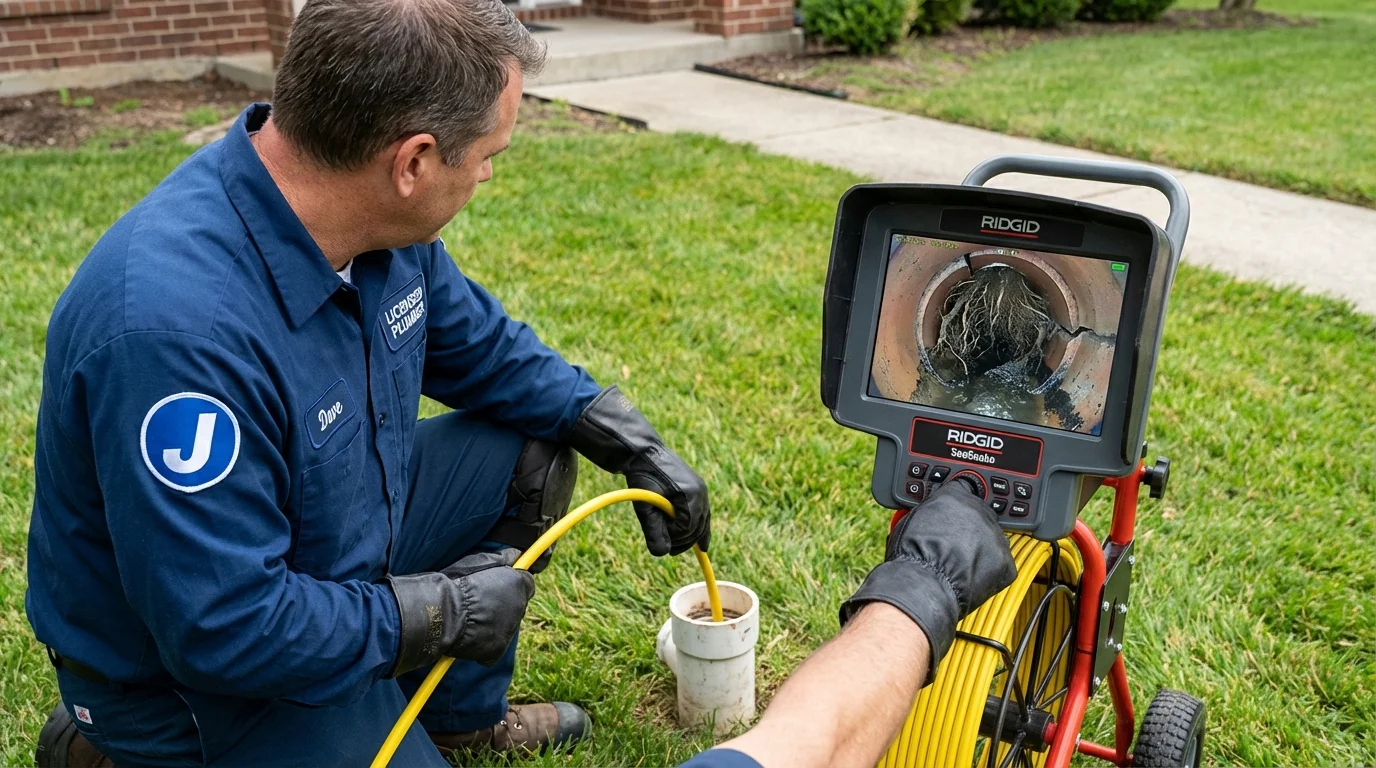 Sewer camera inspection being performed by Johns Plumbing LLC in Clanton