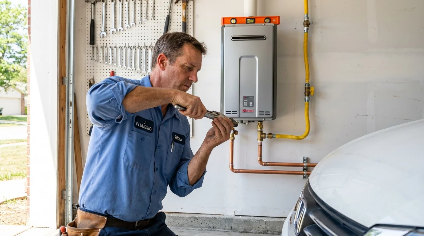 Tankless water heater installation by a Johns Plumbing LLC plumber in Clanton